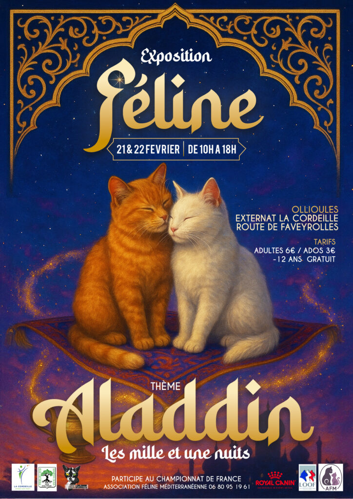 exposition loof chat race concours beauté maine coon bengal sibérien sacré de birmanie abyssin ragdoll british ollioules milles et une nuits aladdin sherazade orient show