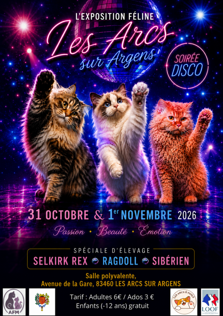 exposition loof chat race concours beauté maine coon bengal sibérien sacré de birmanie abyssin ragdoll british les arcs sur argens tica show disco spéciale championnat france