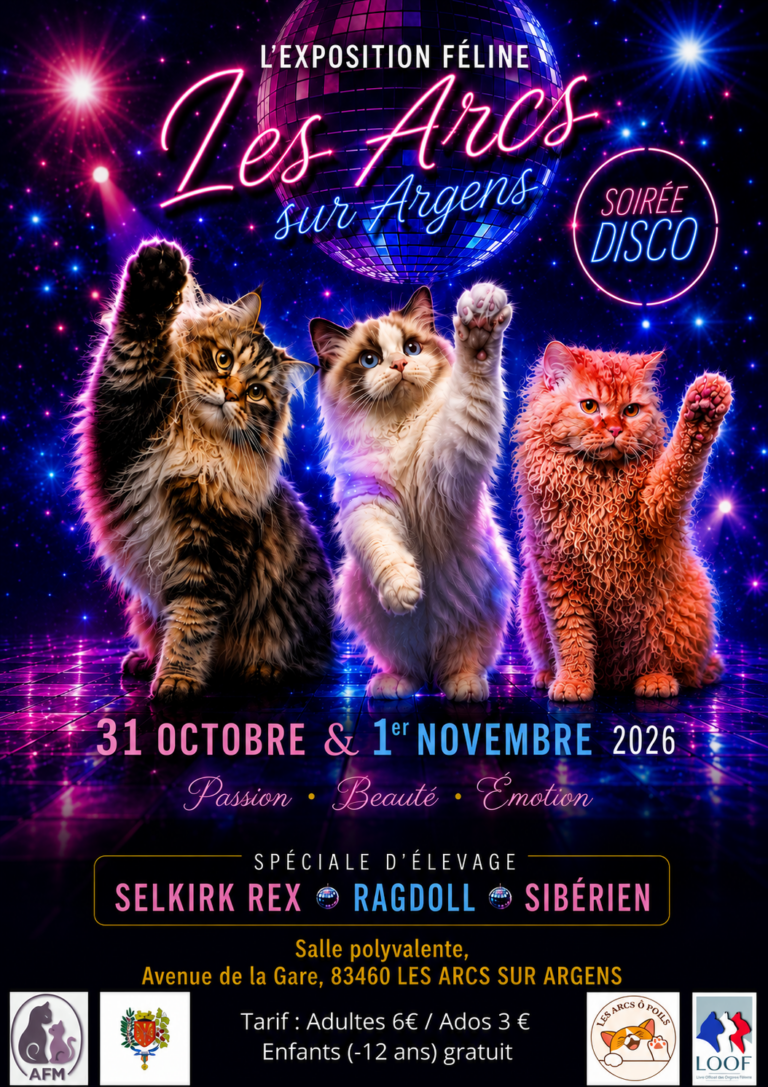 exposition loof chat race concours beauté maine coon bengal sibérien sacré de birmanie abyssin ragdoll british les arcs sur argens tica show disco spéciale championnat france